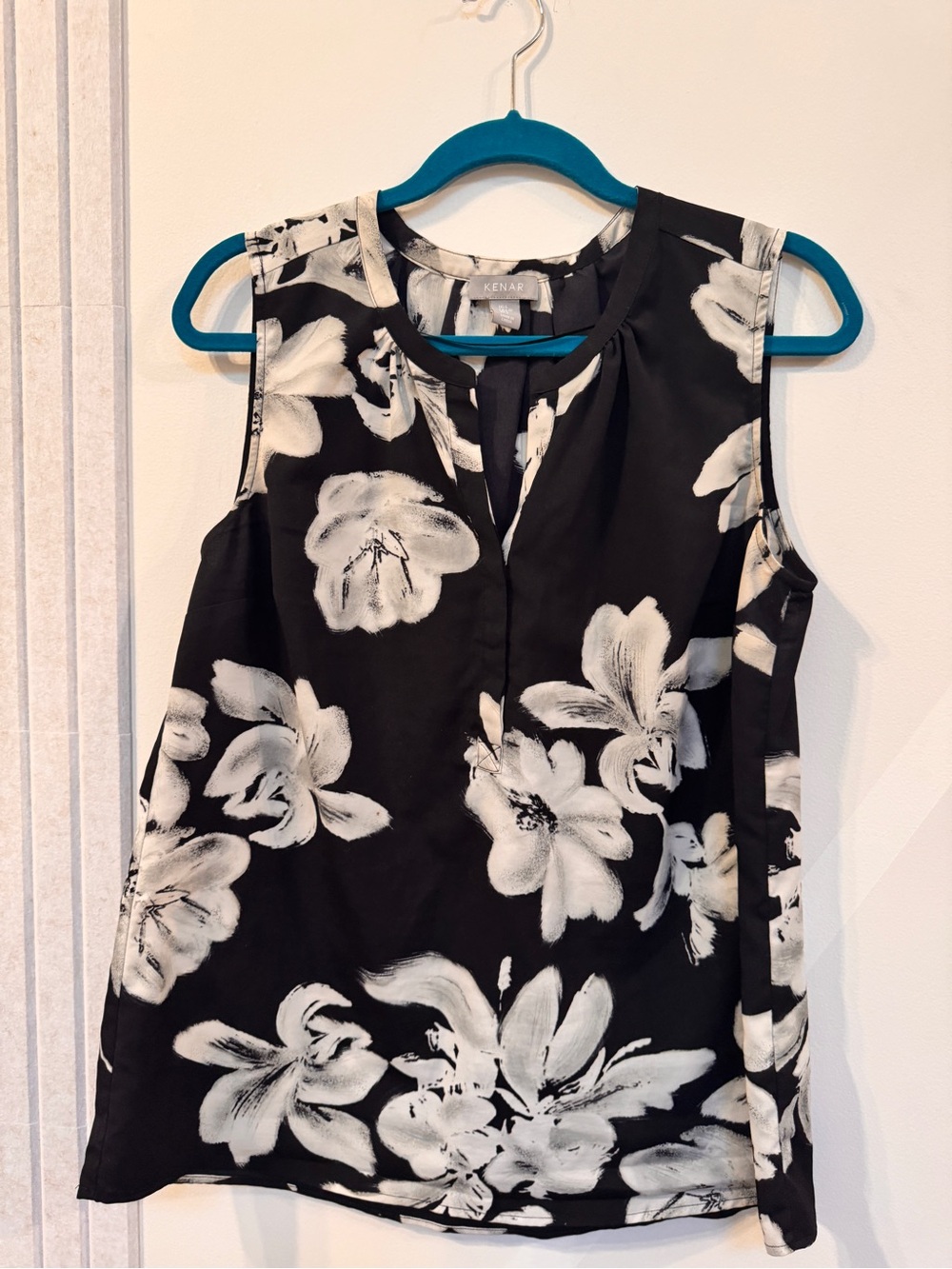 Kenar Black and White Floral Sleeveless Camisole